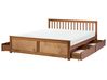 Bed with 4 Drawers OLENDON Pine Wood Brown 180 x 200 cm (EU Super King)