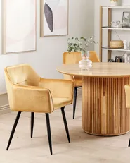 Set med 2 matstolar JASMIN Sammet Senapsgul_859395