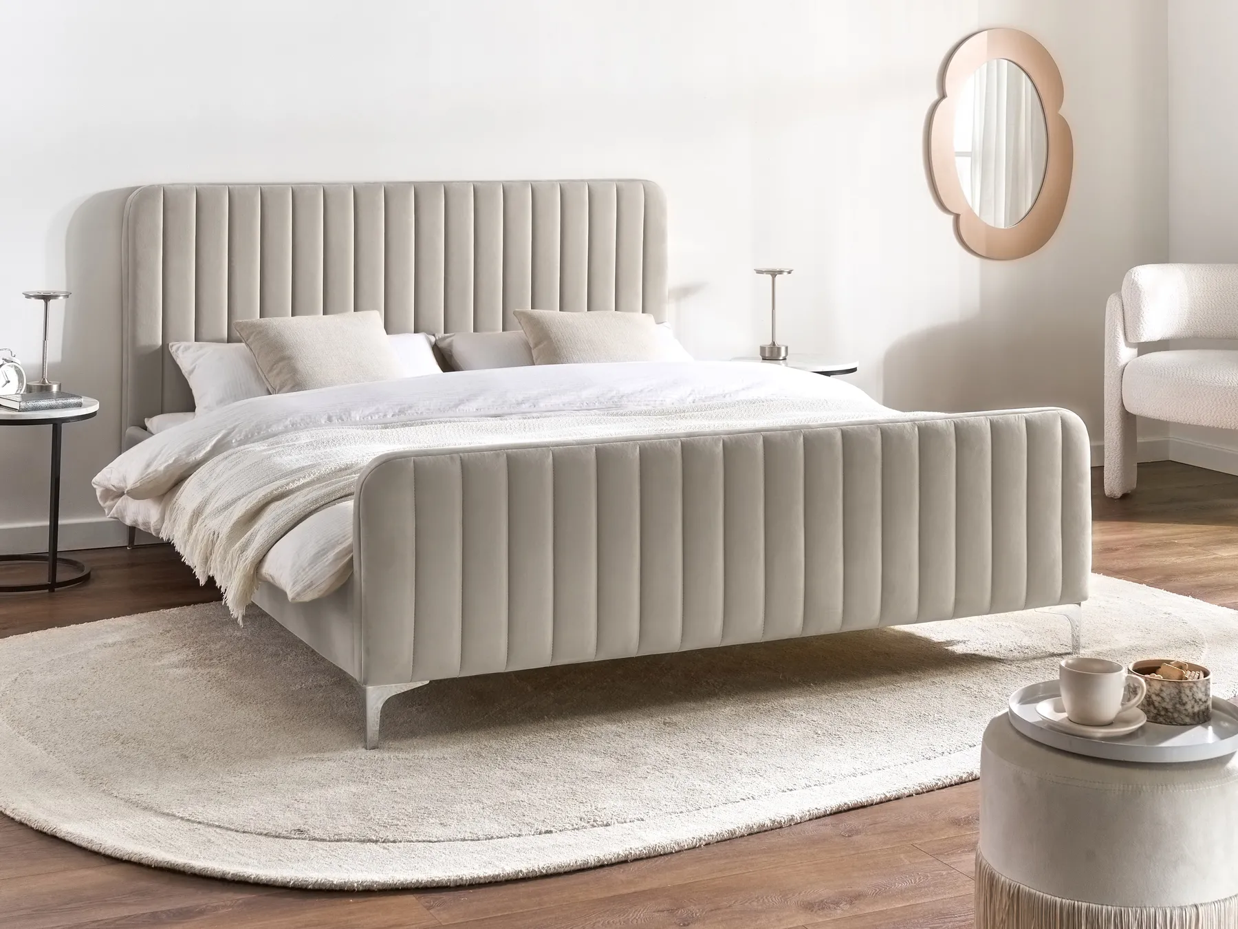 Bed Velvet LUNAN 160 x 200 cm (EU King Size) Taupe_803462