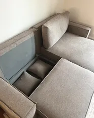 Sofa Bed 3 Seater KARILA with Storage Fabric Taupe Left Hand_1036022