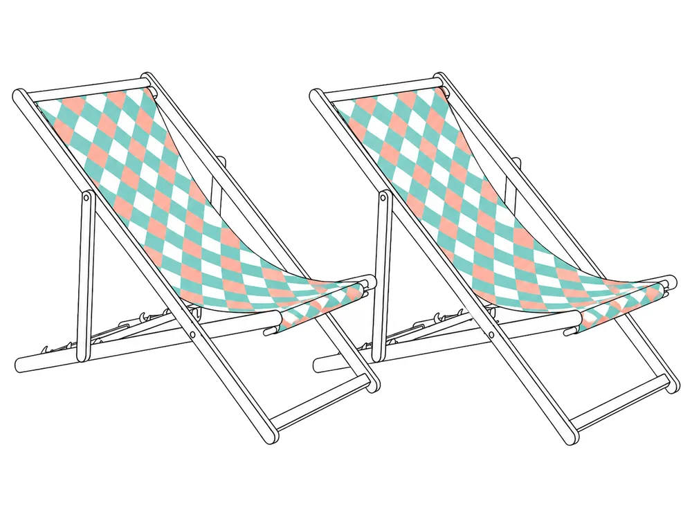 Set of 2 Sun Lounger Replacement Fabrics ANZIO/AVELLINO 113 x 44 cm Green
