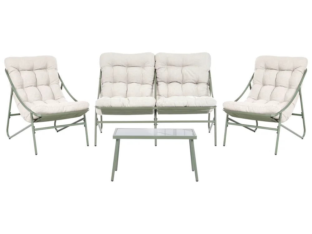 Garden Lounge Set with Table 4 Seater MOLVENO Metal Beige/ Green