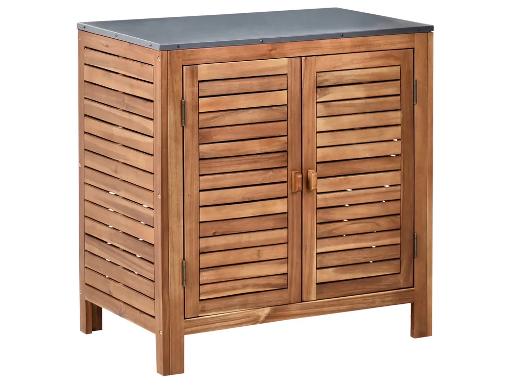 3 Piece Outdoor Kitchen Set with Sink BRUCOLI Brown/ Black Acacia Wood_1001184