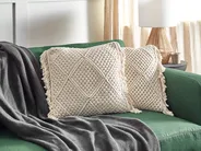 Set med 2 prydnadskuddar BESHAM 45 x 45 cm Bomull Ljusbeige Geometriskt tryck_904588