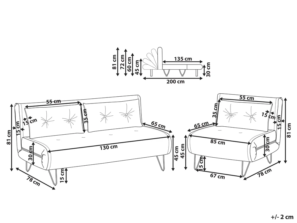 Living Room Set 3 Seater VESTFOLD Velvet Grey_808958