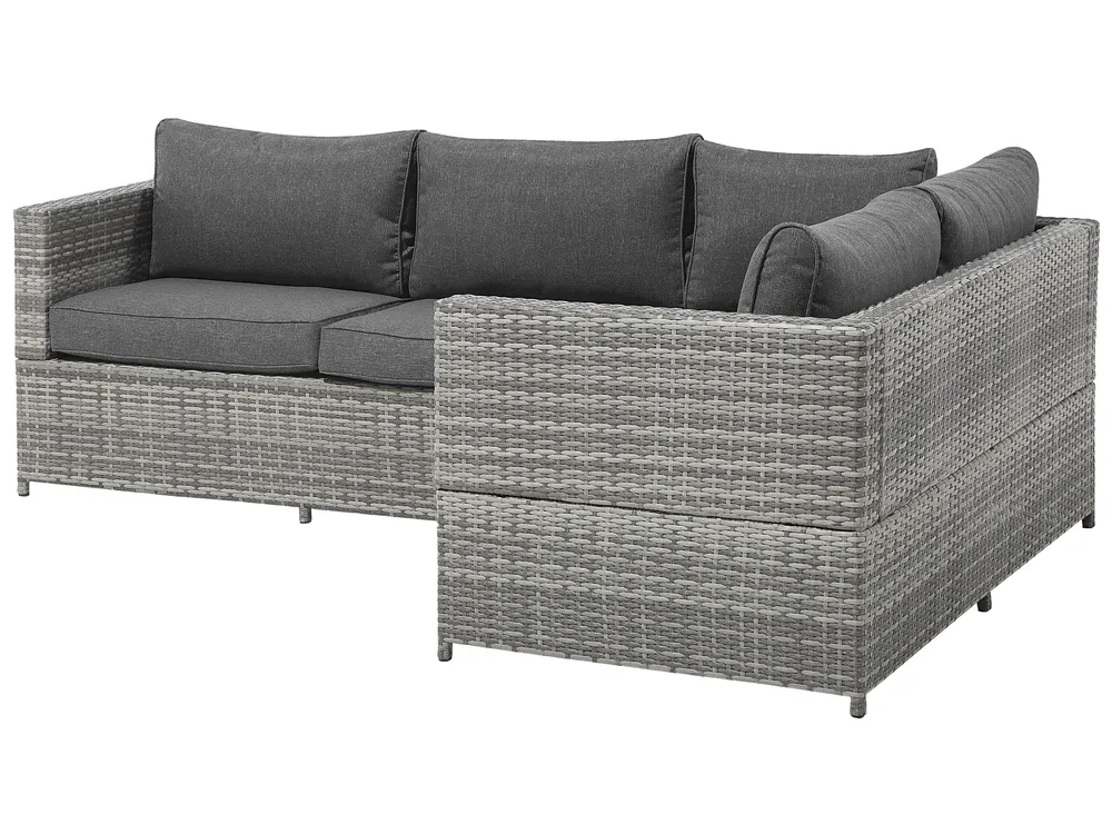 Garden Corner Sofa with Table 4 Seater AVOLA PE Rattan Grey Left Hand_704693