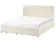Bed with Storage Drawers SOUTRIN Boucle Off-White 160 x 200 cm (EU King Size)_993473