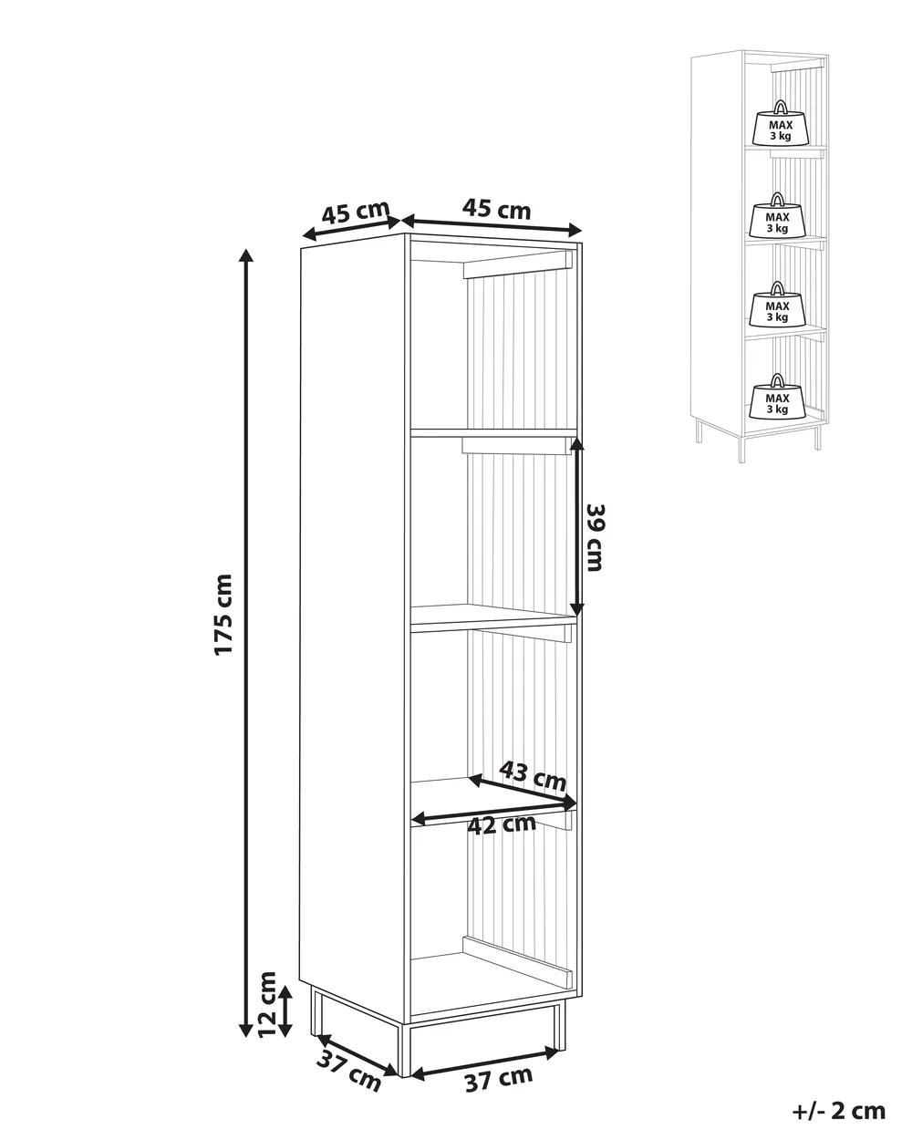 4 Tier Shelving Unit LEANDRO 175 cm Light Brown_1002402