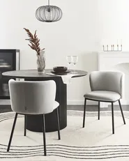 Set of 2 Dining Chairs MINA Fabric Light Grey_954032