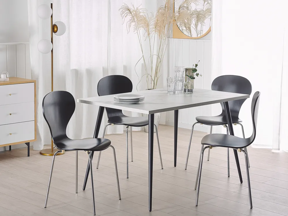 Dining Table SANTIAGO White Marble 120 cm 80 cm