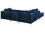 Modular Corner Sofa 4 Seater EVJA with Ottoman Velvet Navy Blue Right Hand_859963