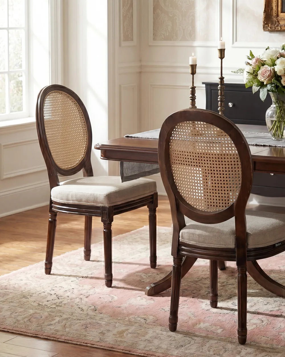 Tuolisetti 2 kpl NIVLOC Puu Tummanruskea/beige