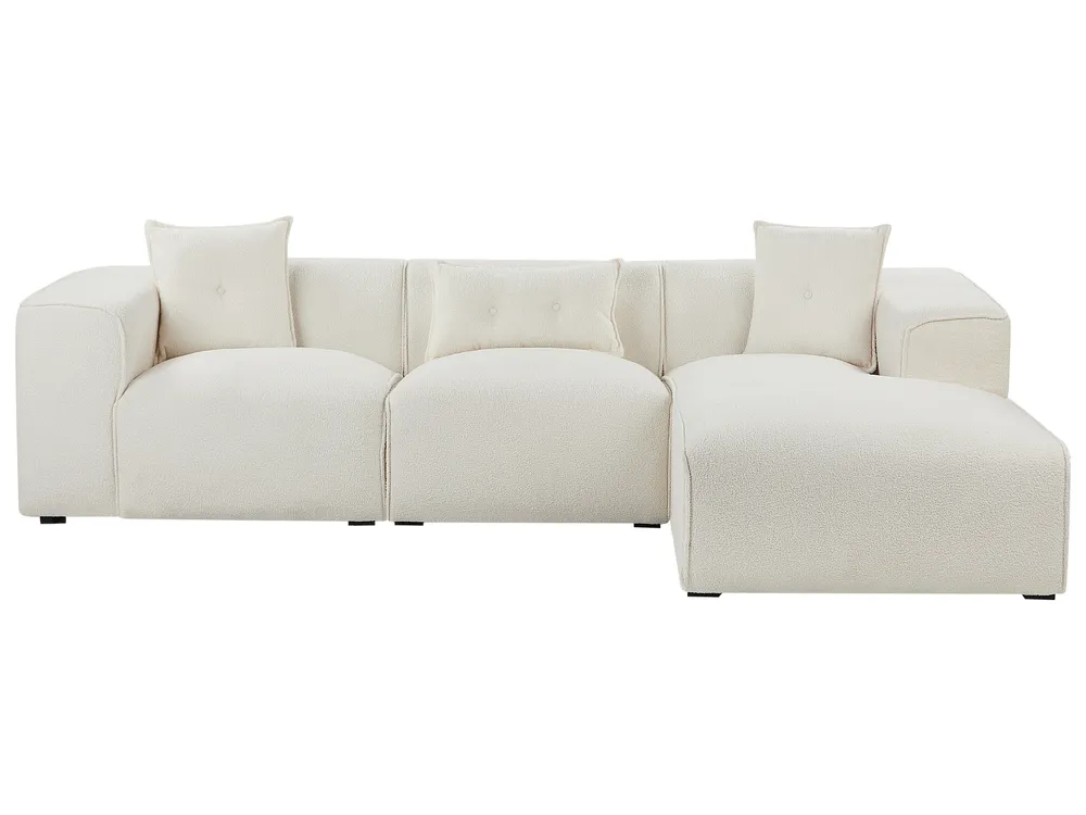 Corner Sofa 3 Seater DOLVA Boucle Off-White Left Hand_946414