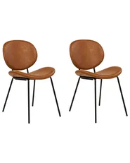 Set of 2 Dining Chairs LUANA Faux Leather Golden Brown_873670