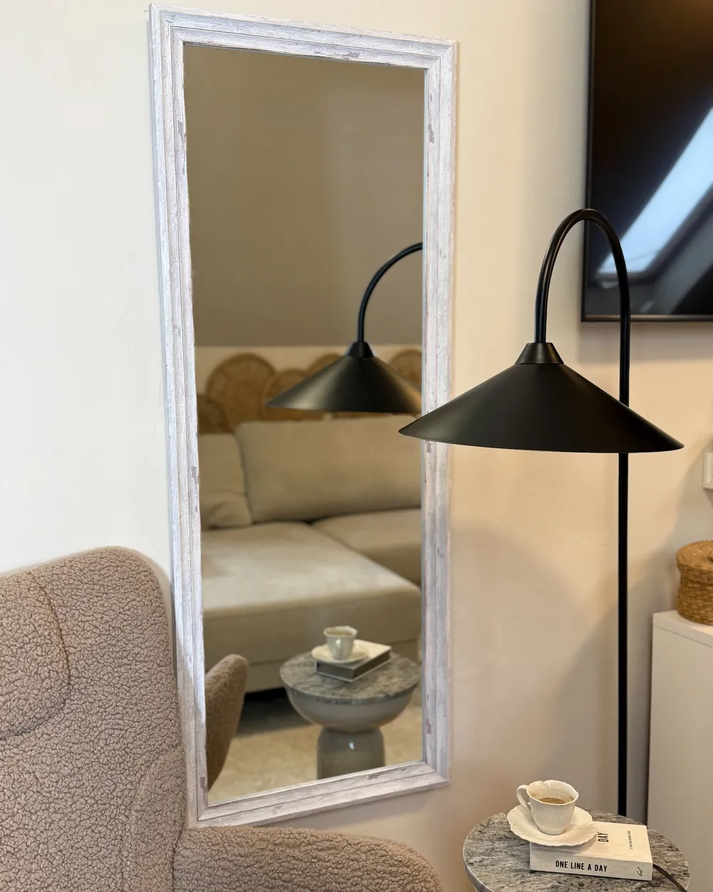 Wall Mirror BENON 50 cm 130 cm Off-White_1055249