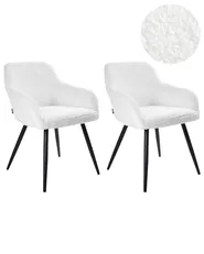Set med 2 matstolar CASMALIA Bouclé Off-White_956975
