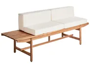 Garden Bench with Cushion GIAVENO 210 cm Acacia Wood Off-White_958626