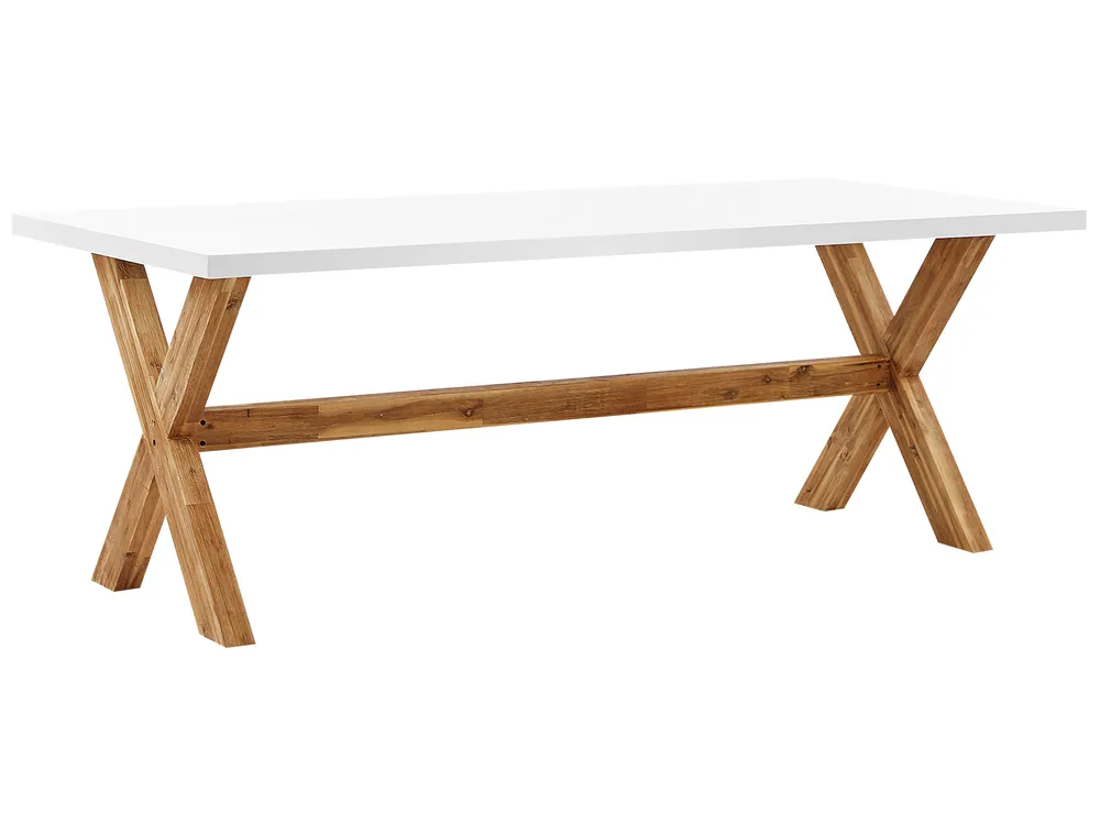 Garden Dining Table OLBIA 200 cm 100 cm Concrete White