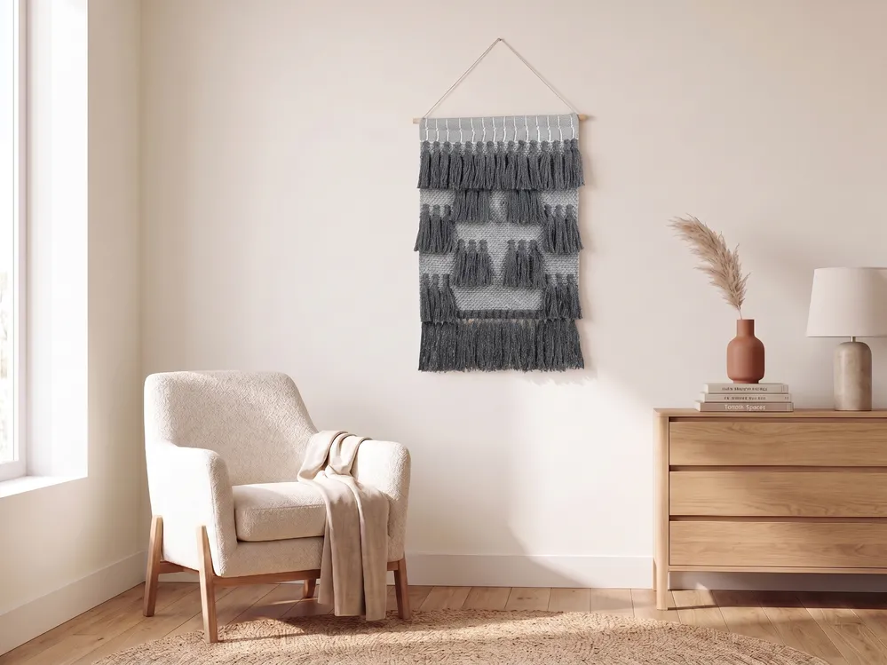 Fabric Wall Hanging JIWA Cotton 106 cm Grey