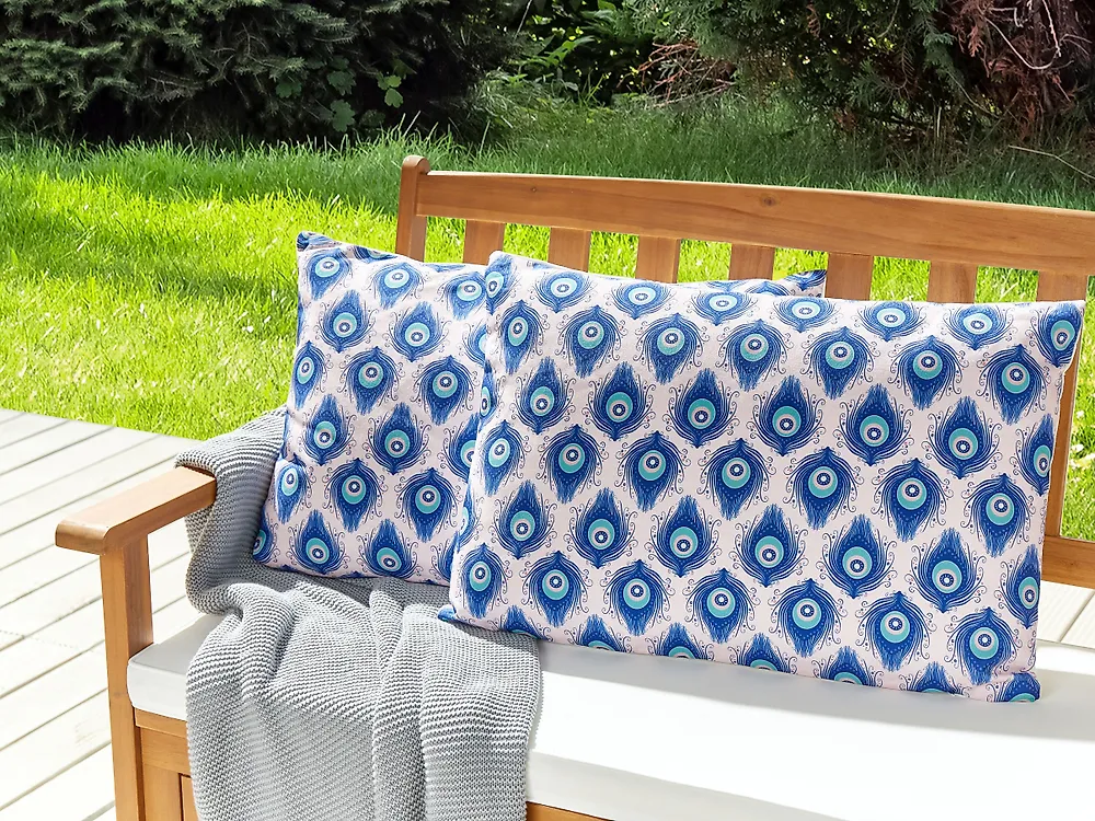 Set med 2 utomhusdynor CERIANA Djurtryck 40 x 60 cm Blå_1182676