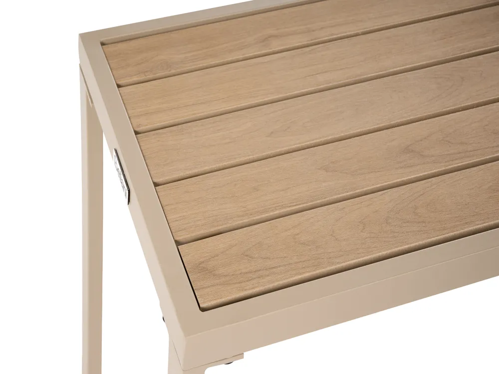 Trädgårdssoffgrupp med bord och fotpall 2-sits NOCI Modulär Metall Beige_1026740