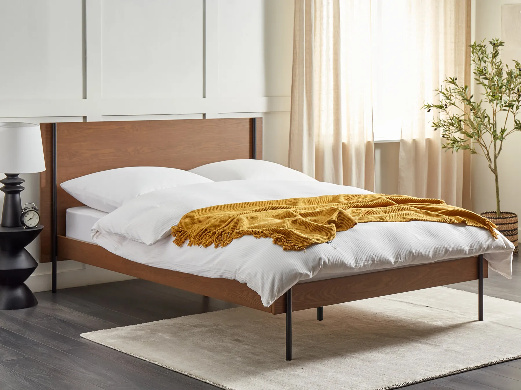 Bed LIBERMONT 140 x 200 cm (EU Double) Dark Ash Wood_1056065