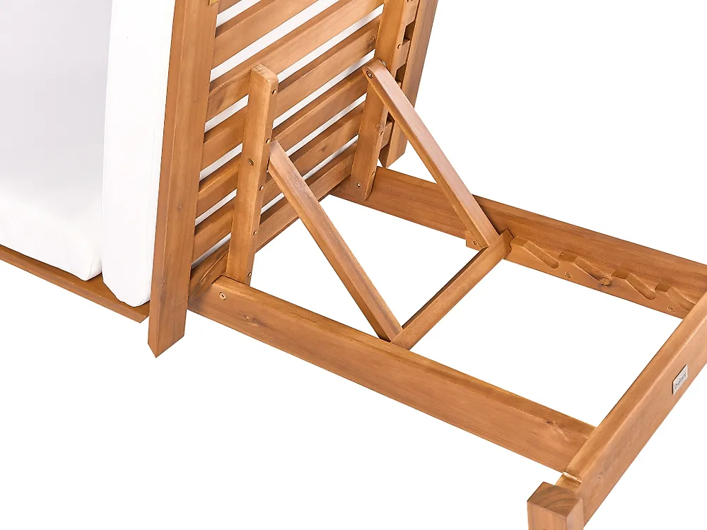 Sun Lounger with Cushion LATERZA  Reclining Certified Acacia Wood White_1165860