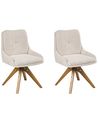 Set of 2 Dining Chairs Swivel DORRIS Fabric Light Beige
