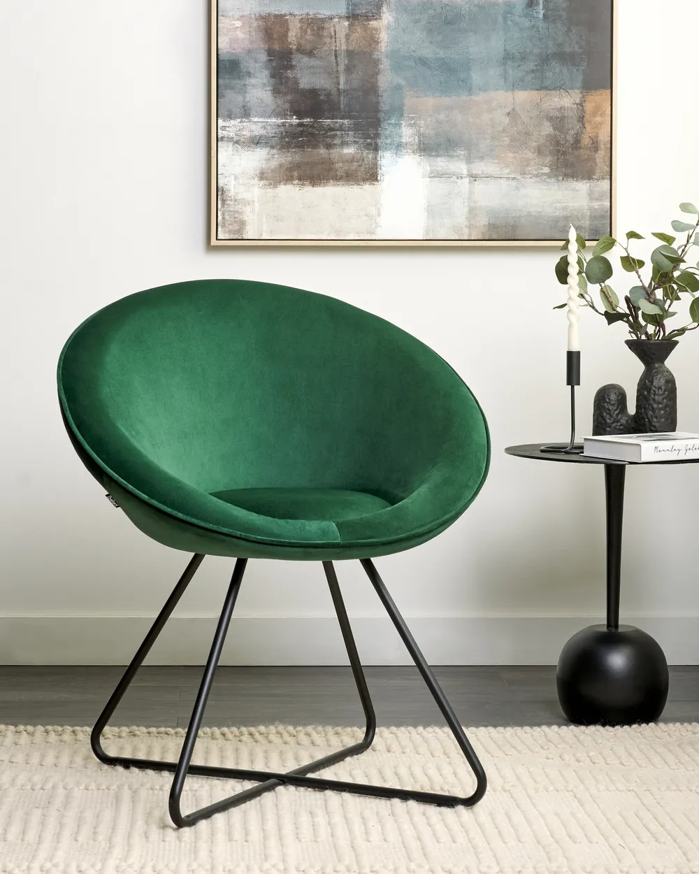 Dining Chair FLOBY II Velvet Emerald Green