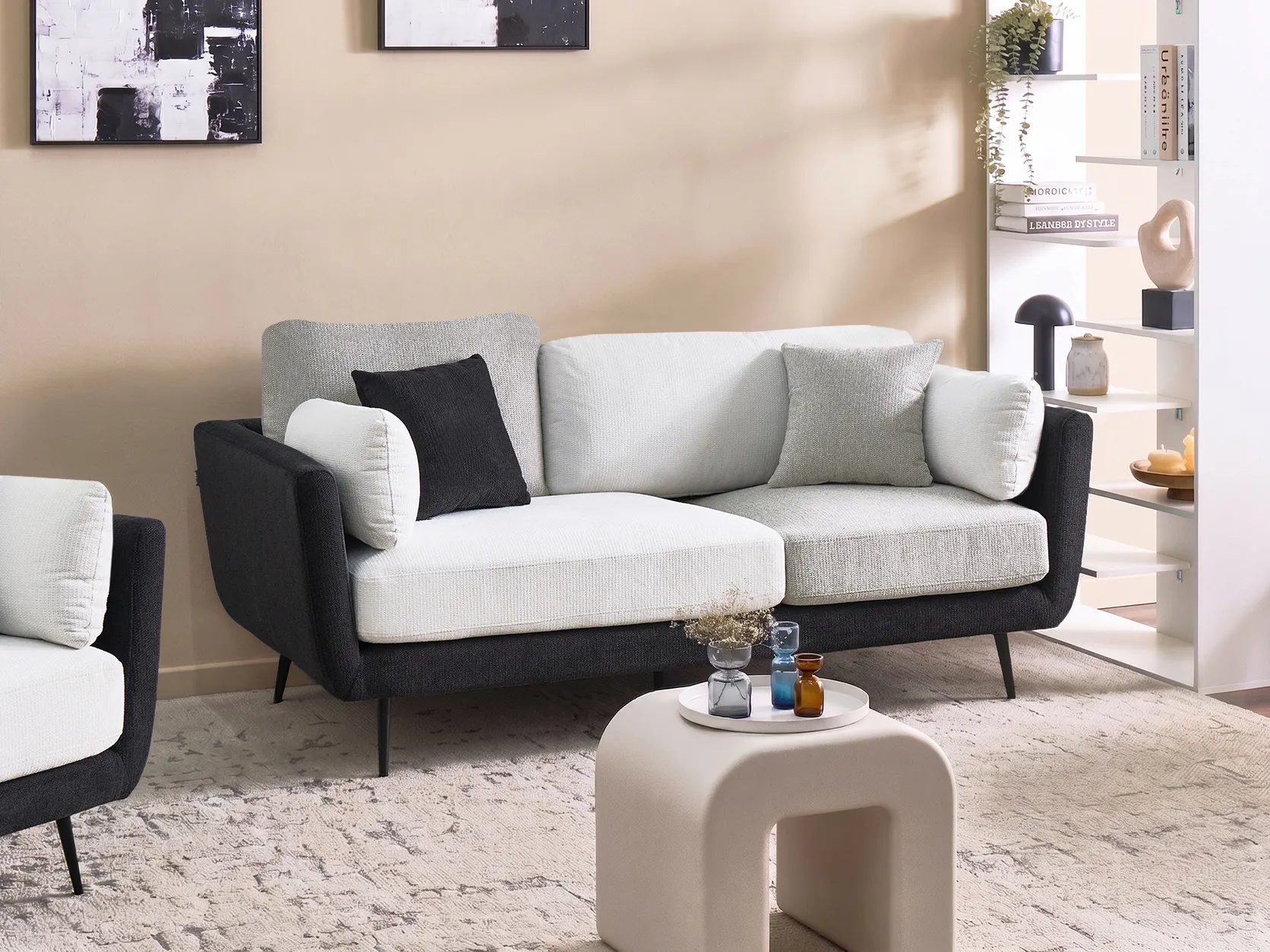 Sofa 3 Seater BOLGA Fabric Black_1075149