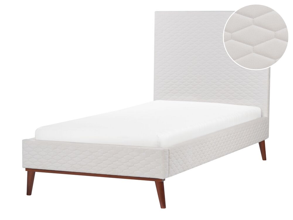 Säng med lamellram Sammet BAYONNE 90 x 200 cm Off-White