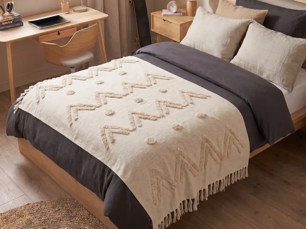 Blanket FATEHPUR Cotton 130 x 180 cm Beige