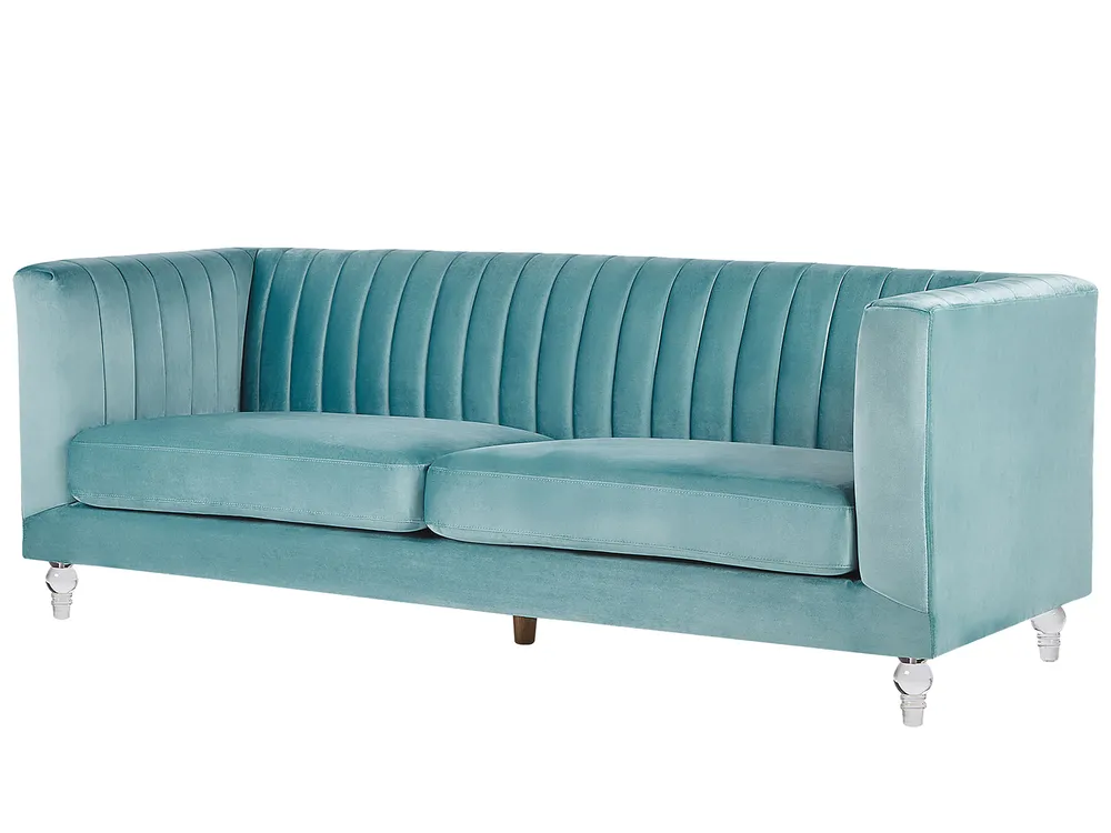 Sofa 3 Seater ARVIKA Velvet Light Blue_806144