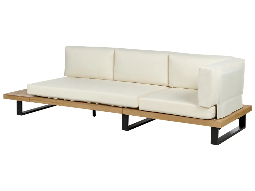 Garden Corner Sofa with Table 5 Seater MYKONOS Certified Acacia Wood Off-White Right Hand_878023