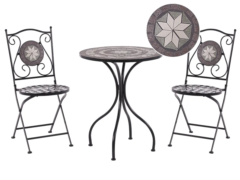 Bistro Set Folding CARIATI Metal Black