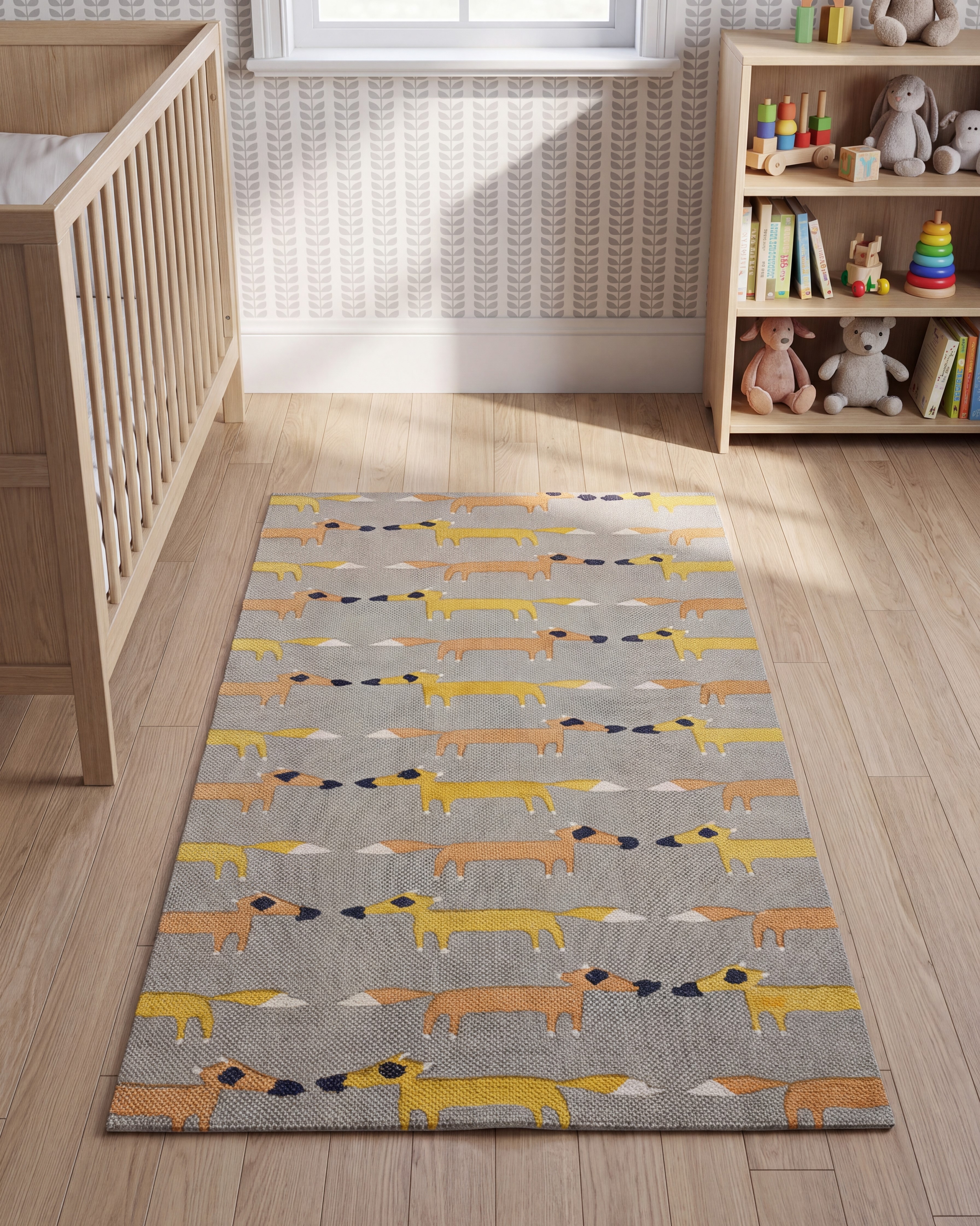 Kids Rug BANKGO Grey 80 x 150 cm Cotton