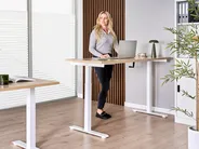 Manual Adjustable Standing Desk DESTINES 160 cm 72 cm Light Brown/ White_1000517