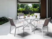 Garden Dining Set 4 Seater MALETTO/BUSSETO Metal White_962354
