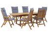 Garden Dining Set 6 Seater JAVA with Cushions Acacia Wood Blue