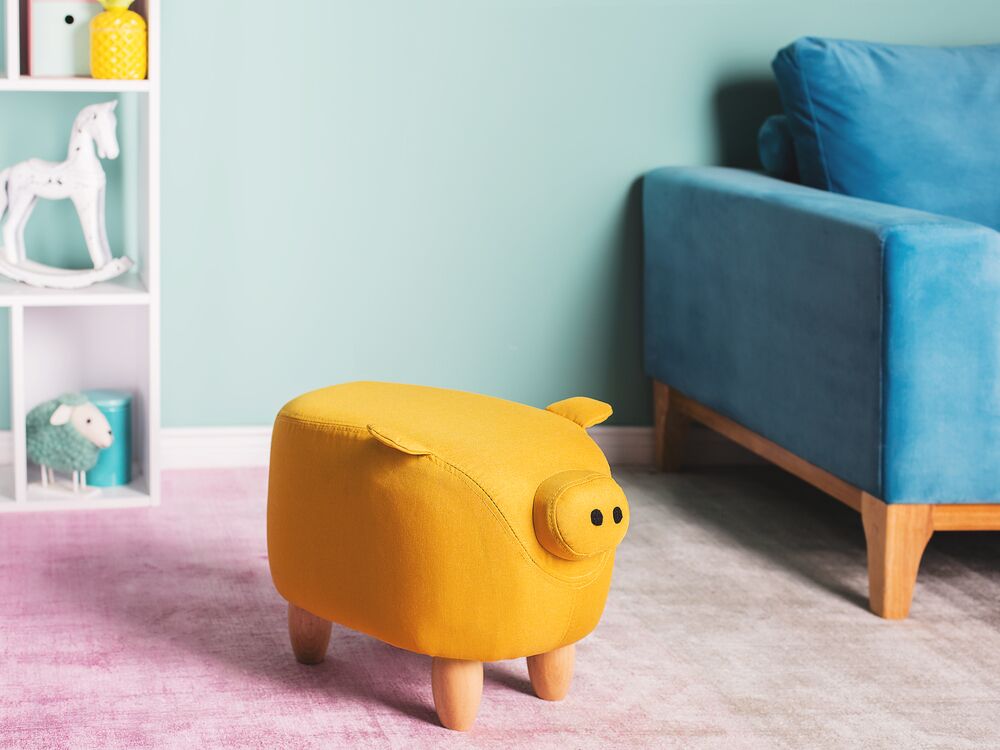 Animal Stool PIGGY Pig Fabric Yellow