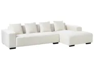 Corner Sofa 4 Seater LUNGO with Ottoman Boucle White Left Hand_962380
