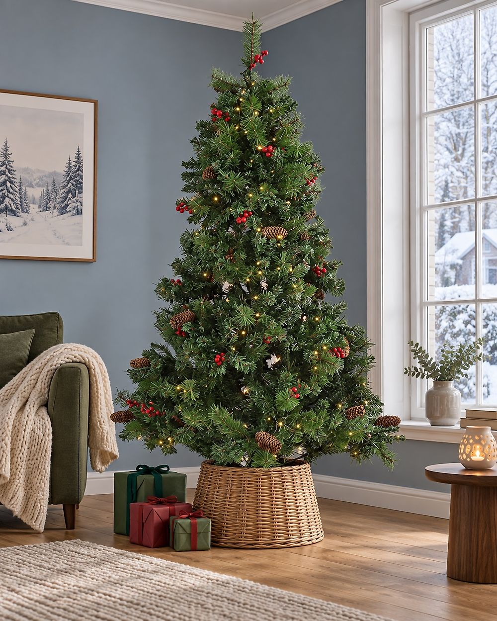 Konstgjord julgran LED JACINTO 180 cm Mörkgrön