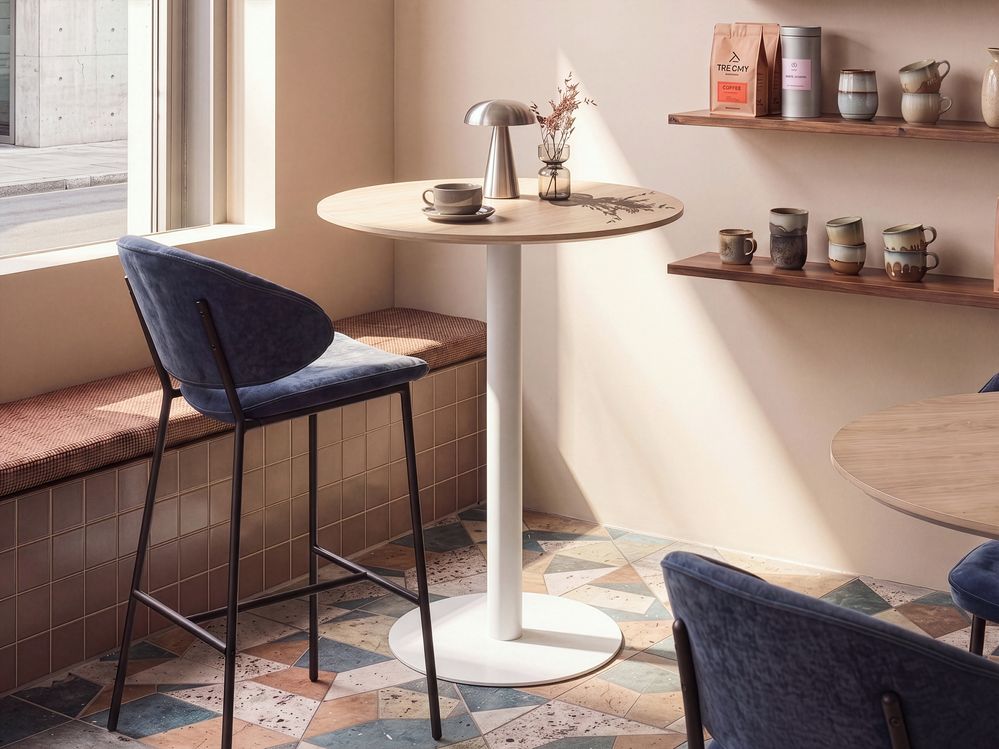 Bar Table MORELLA Light Brown/ White 80 cm 80 cm