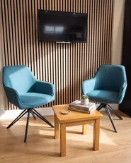 Set of 2 Dining Chairs Swivel JODAR Fabric Teal_1085356