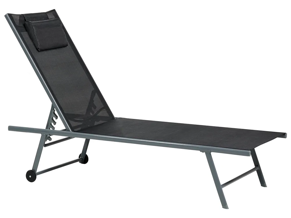 Set of 2 Sun Loungers SORONI Reclining Metal Black_1014186
