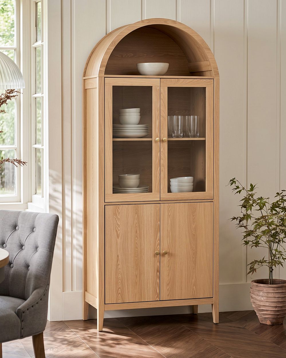 Glass Display Cabinet MONTREAL 78 cm Light Brown