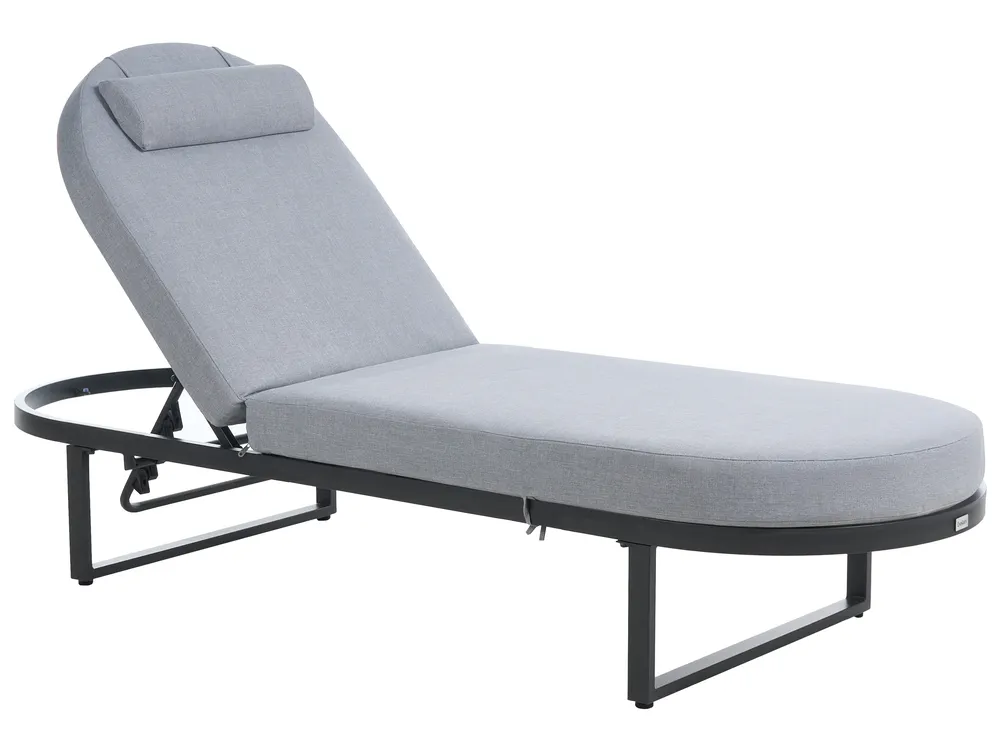 Sun Lounger with Cushion RONCOLO Metal Grey