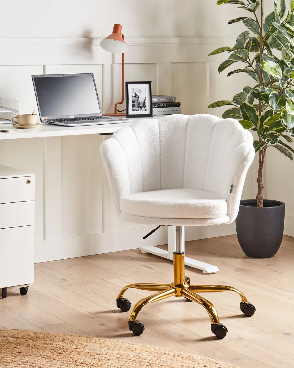 Desk Chair MONTICELLO Boucle White
