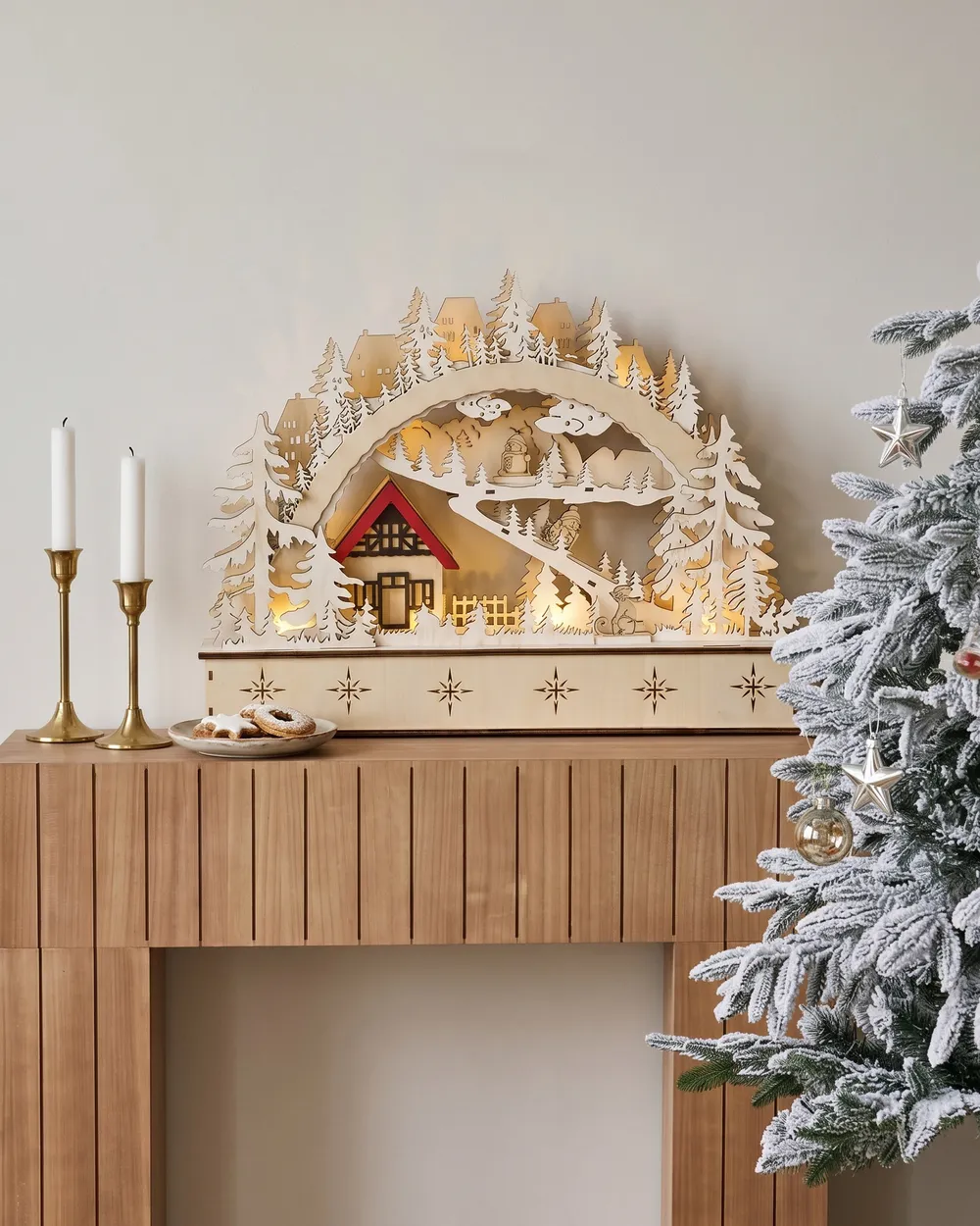 Joulukoriste LED-valo GOKSJO 33 cm Vaaleanruskea_1016890
