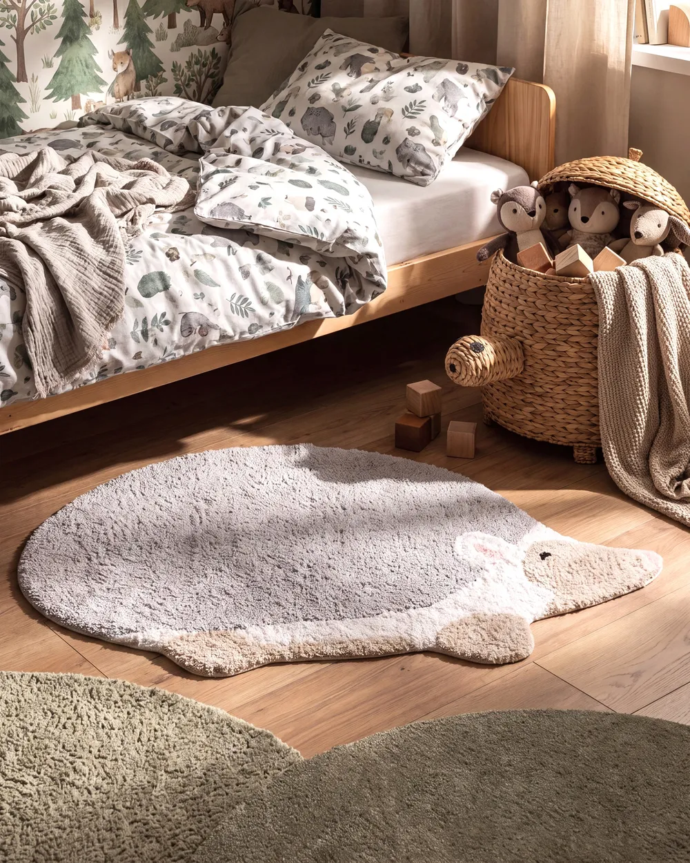 Kids Rug HEDGY Grey 80 x 120 cm Cotton